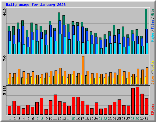 Daily usage for January 2023