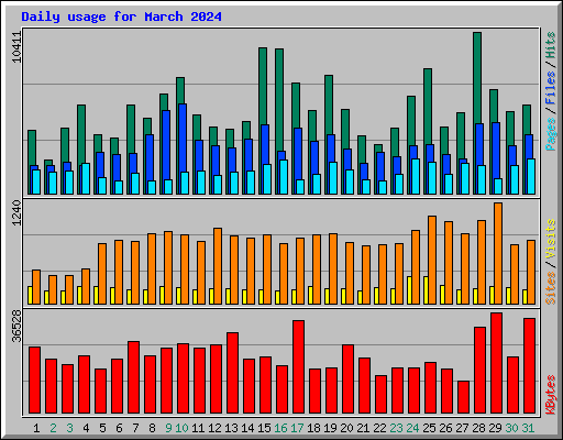 Daily usage for March 2024