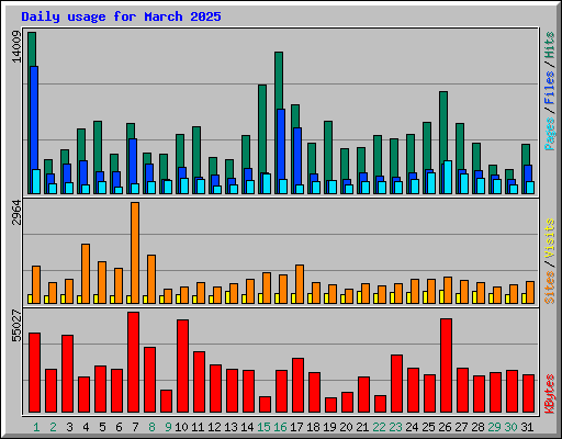 Daily usage for March 2025