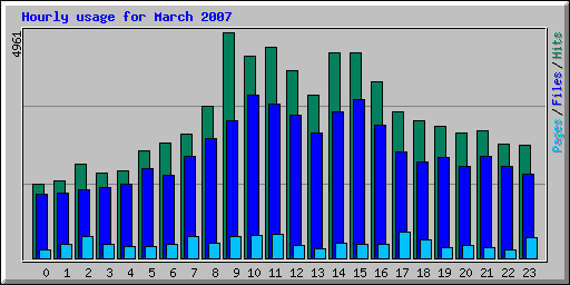Hourly usage for March 2007