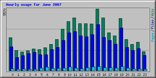 Hourly usage for June 2007