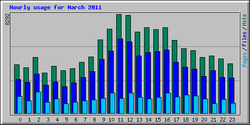 Hourly usage for March 2011