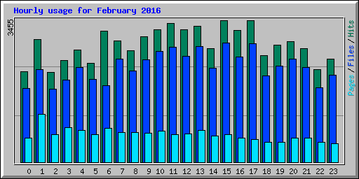 Hourly usage for February 2016